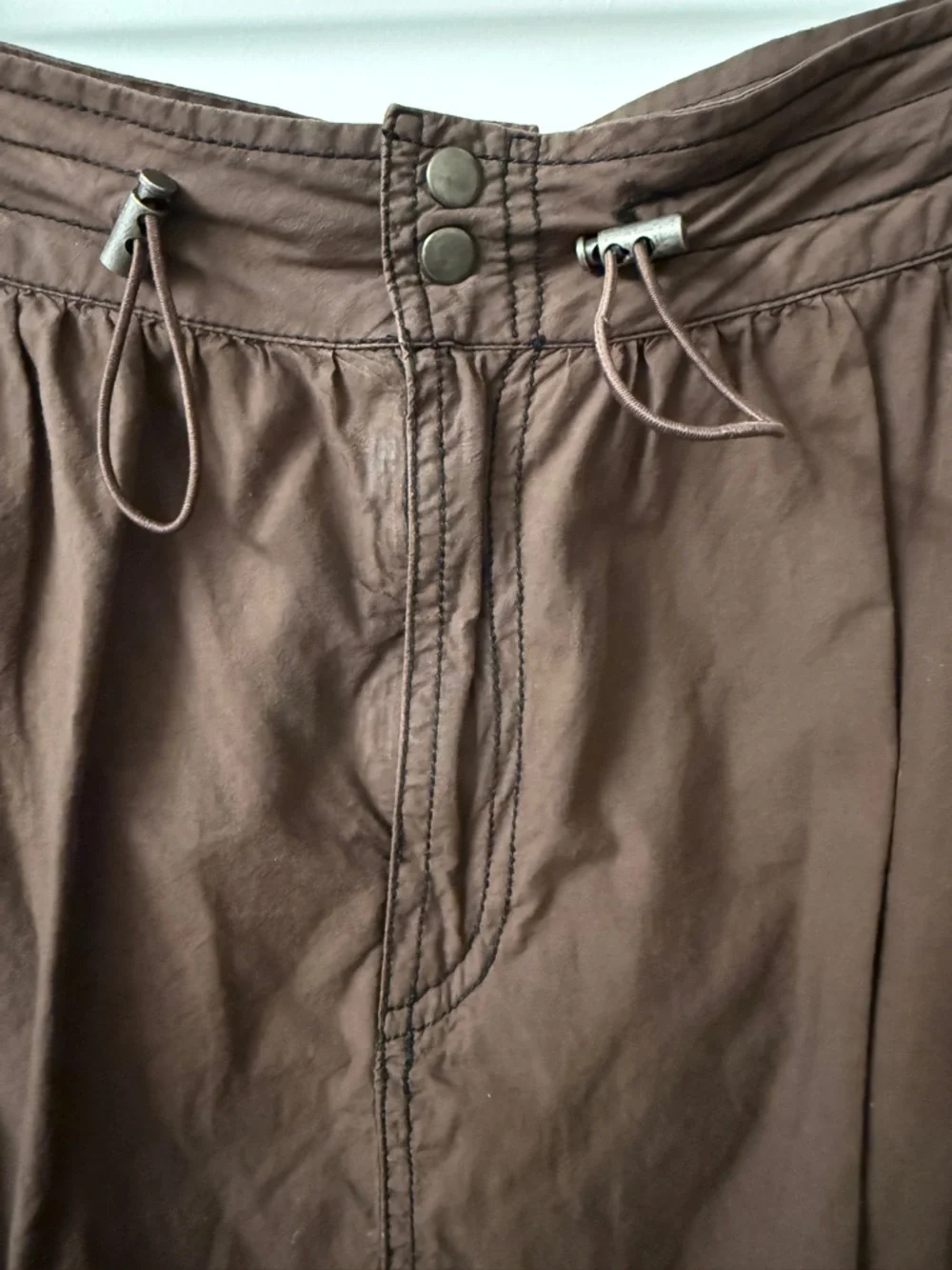 Pilcro Anthropologie Parachute Bubble Mini Skirt Chocolate Brown Size 6